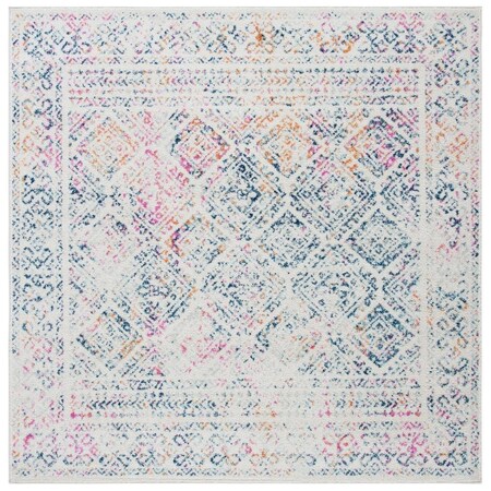 Safavieh 3 x 3 ft. Tulum Global Square Rug, Ivory & Dark Blue TUL264D-3SQ